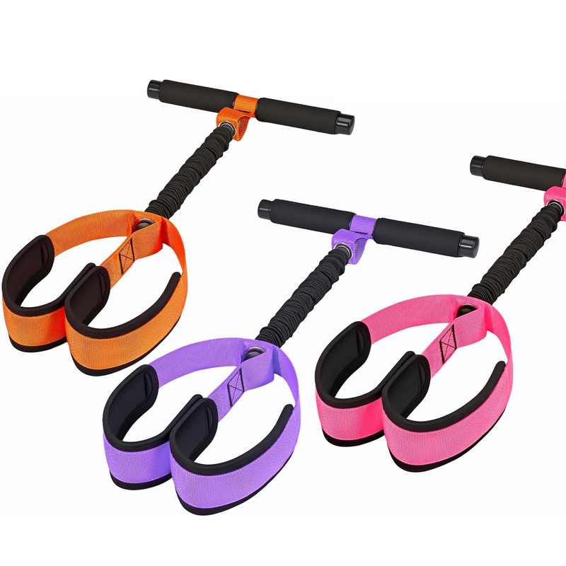 Foot-activated Resistance Trainer Cross-border Assisted Sit-up Puller TPE Pink 55 Lbs